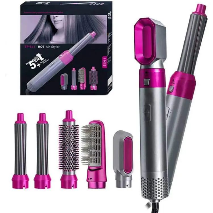 5 in 1 Hair Dryer Brush & Hot Air Styler | Electric Blow Dryer, Straightener & Curler Kit